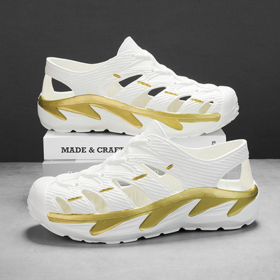 Modes vasaras pludmales sandales biezas zoles čības ūdensnecaurlaidīgas 5cm mīkstas zoles dārza apavi pret slīdēšanu mājas sandales Flip Flops vīriešiem