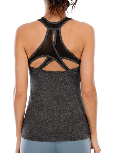 Anfilia naiste treeningsärgi varrukateta spordivest võrkkangast risti lahtise seljaga sportlik joogasärk