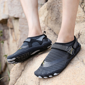 Голям размер 47 черни аква обувки Runners Five Finger Aqua обувки Бързосъхнещи Мъже Жени Водни дишащи противоплъзгащи плажни маратонки