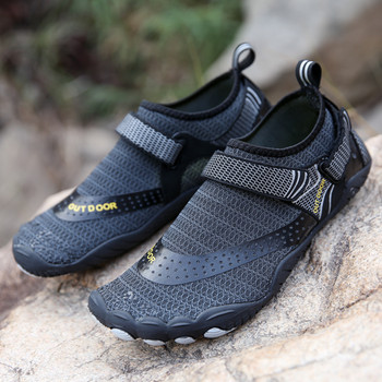 Голям размер 47 черни аква обувки Runners Five Finger Aqua обувки Бързосъхнещи Мъже Жени Водни дишащи противоплъзгащи плажни маратонки