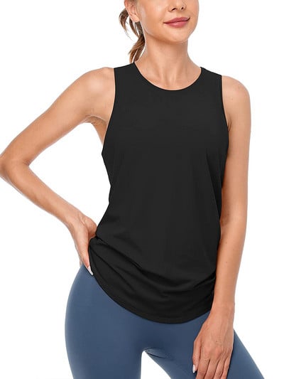 Charmleaks Ženska sportska majica Odjeća za jogu, majice bez rukava, otvorenih leđa Široke majice za vježbanje, Odjeća za trčanje bez rukava