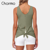 Charmo ženski sportski prsluk bez rukava Prsluk za trčanje s širokim izrezom Kamizol na vezanje na leđima Aktivna majica bez rukava Top za spavanje na otvorenom
