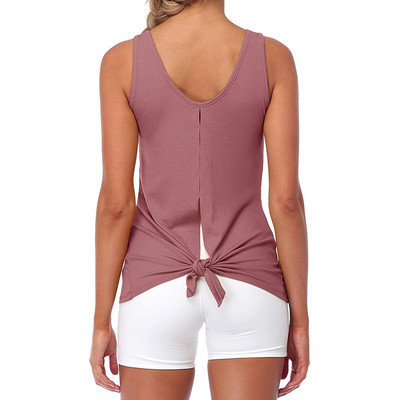 Charmo ženski sportski prsluk bez rukava Prsluk za trčanje s širokim izrezom Kamizol na vezanje na leđima Aktivna majica bez rukava Top za spavanje na otvorenom