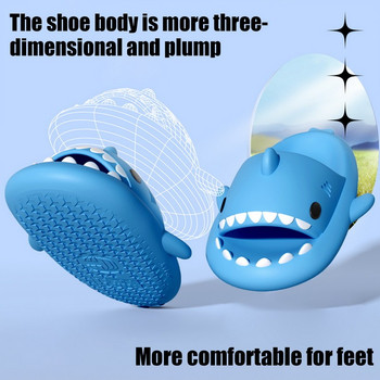 Летни чехли тип акула Вътрешни външни чехли Пързалки Дебела подметка Противоплъзгащи се Едноцветни Готини Забавни чехли Дамски мъжки обувки Нови