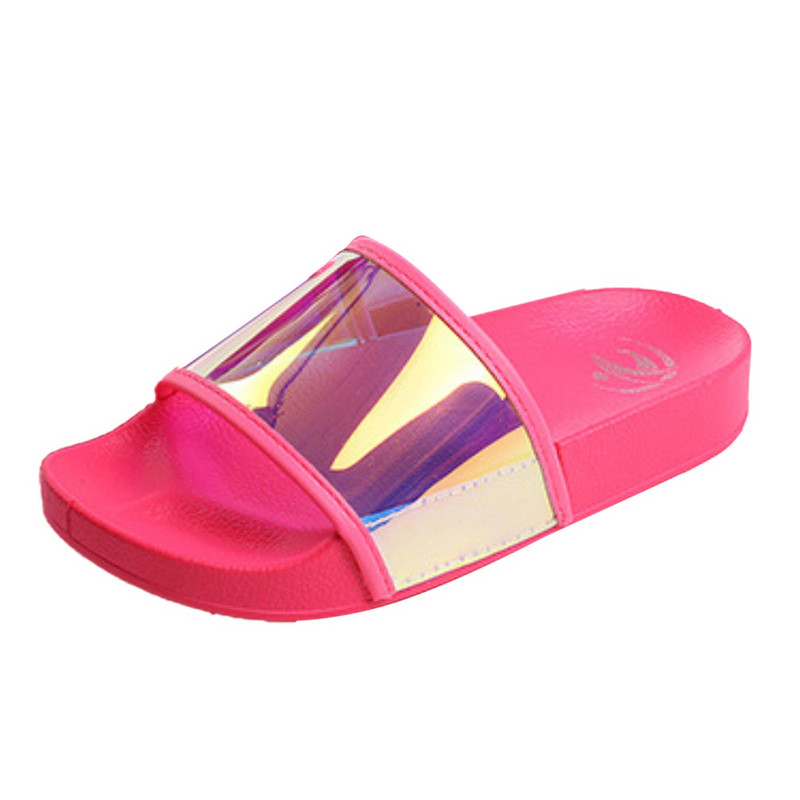 Augstākās modes neona PVC spīdīgi sieviešu apavi varavīksnes čības Bling krāsains spangle sieviešu halāts un čību komplekts čības sievietēm 41