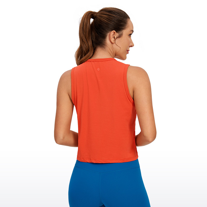 CRZ YOGA Pima kokvilnas apgriezti sporta krekli sievietēm ar augstu kakla izgriezumu.