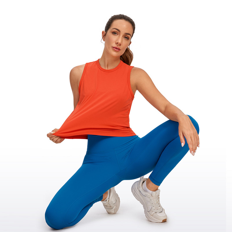 CRZ YOGA Pima kokvilnas apgriezti sporta krekli sievietēm ar augstu kakla izgriezumu.