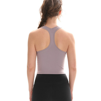 SHINBENE Flexible Racerback Sport Fitness Crop Felsők Női Puha Nylon Running Yoga Gym Mellény Sima kocogó edzőcipők