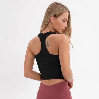 SHINBENE Flexible Racerback Sport Fitness Crop Felsők Női Puha Nylon Running Yoga Gym Mellény Sima kocogó edzőcipők