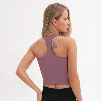 SHINBENE Flexible Racerback Sport Fitness Crop Felsők Női Puha Nylon Running Yoga Gym Mellény Sima kocogó edzőcipők