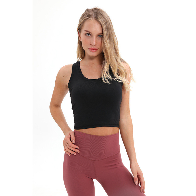 SHINBENE Flexible Racerback Sport Fitness Crop Felsők Női Puha Nylon Running Yoga Gym Mellény Sima kocogó edzőcipők