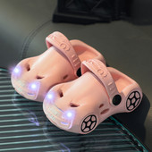 Suvised Laste EVA sandaalid Lastele Sussid Beebipoisid Tüdrukud Pehme Tald Libisemisvastane Hole Rannakingad Armsad Multifilmid Auto Helendavad Tuled