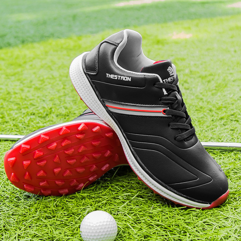 Férfi Golfcipők Vízálló Kényelmes Kültéri Férfi Golf Sport Edzés Séta Cipők Fekete Kék Férfi Golf edzőcipők