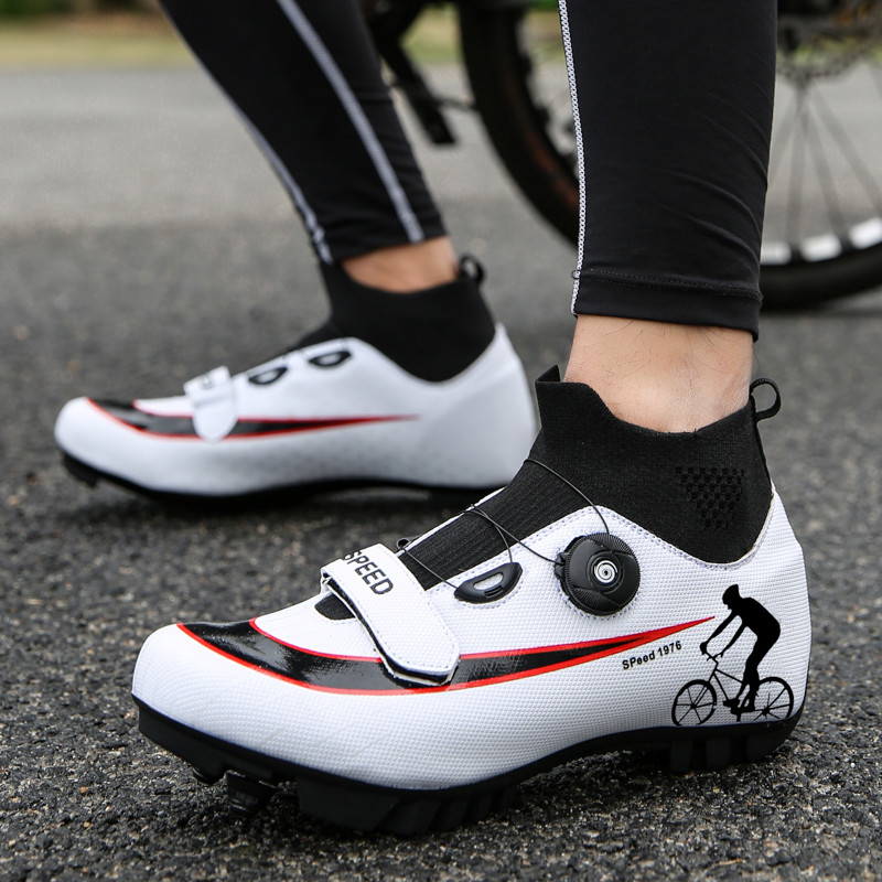 Országúti kerékpáros cipő Sneaker fehér Professzionális Mountain Bike Légáteresztő Kerékpár Racing Önzáró Cipők MTB