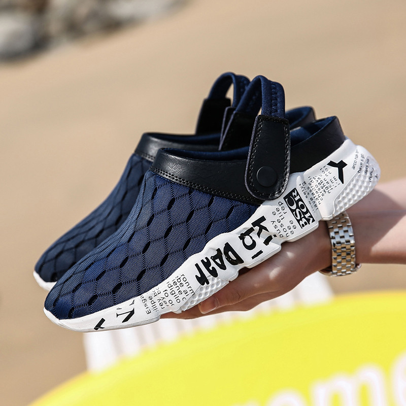 Ljetne muške mrežaste sandale Prozračne papuče Lagane polu japanke Muške modne natikače Vanjske sandale s rupama Cipele za plažu