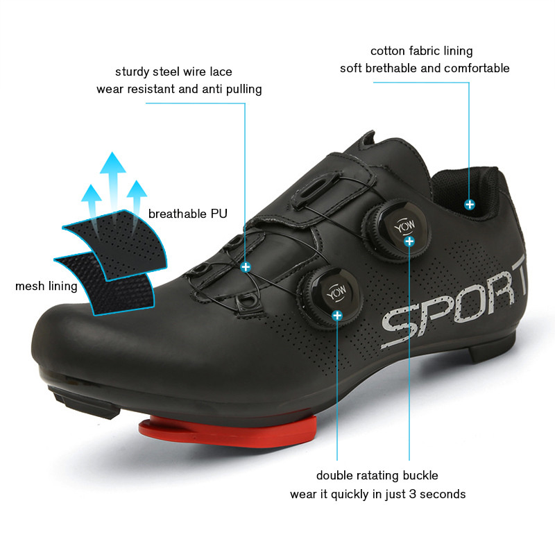 Plento Dviračių Batai Greitieji sportbačiai Vyriški Maršruto apkabos Dviračių batai Savaime užsifiksuojantys Lenktynių sportiniai Batai Moteriški dviračių avalynė su plokščiu pedalu