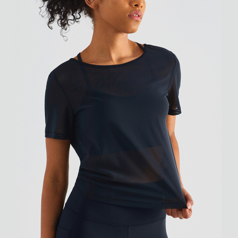 SHINBENE jogas augšdaļa, atvērta mugura, vaļīga krekls, ērts ikdienas fitnesa T-krekls ar īsām piedurknēm apaļu kakla izgriezumu, elpojoša vingrošanas blūze