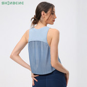 SHINBENE PLÁTOK Magas nyakú jóga fitnesz felsők Női laza szabású mellény, gyorsszáraz edzés, Athletic Crop felső ujjatlan ingek