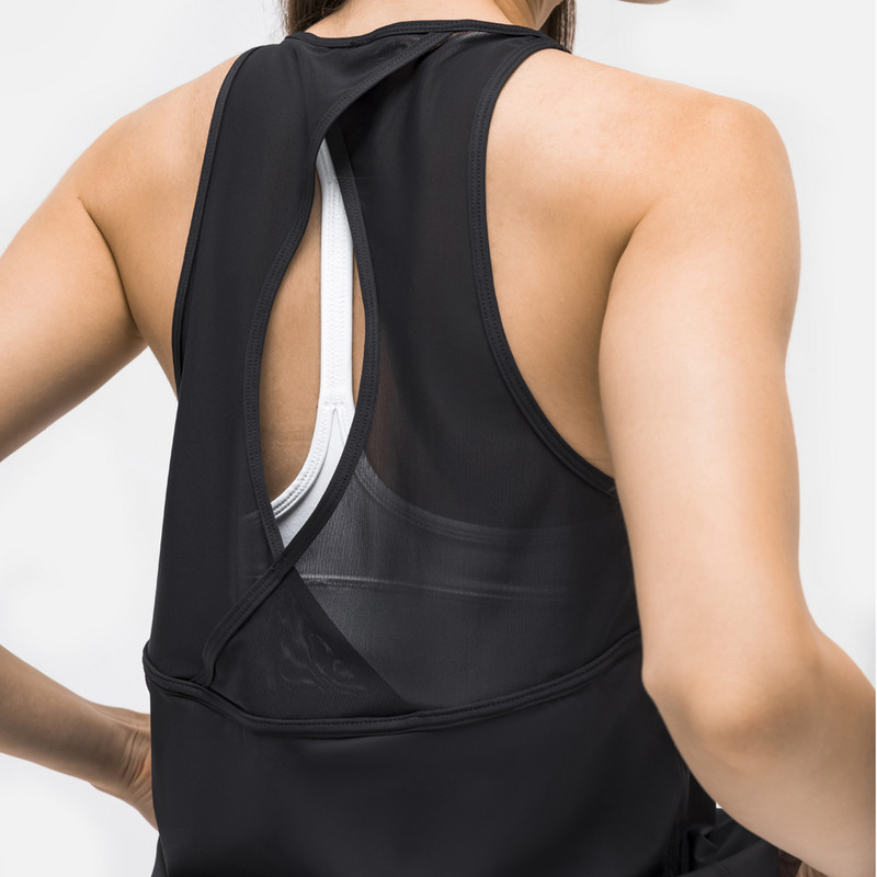 SHINBENE BACK OPEN Higi imav Sport Fitness Treeningpakitopid Naiste kerge treeningsaali spordivest võrkpaneeliga