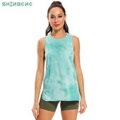 SHINBENE Tie Dye Racerback Loose Sport Fitness Jooksmine Tankitopid Naiste Kerge kaal puusadeni Treening Sportlik jõusaali pikk vest