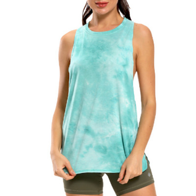 SHINBENE Tie Dye Racerback Loose Sport Fitness Jooksmine Tankitopid Naiste Kerge kaal puusadeni Treening Sportlik jõusaali pikk vest