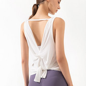 Crop Top Sieviešu vasaras bezpiedurknēm O-veida kakla cieta sporta veste, skriešanas fitnesa brīva blūze, doba skaistuma mugura, elpojošs jogas apģērbs