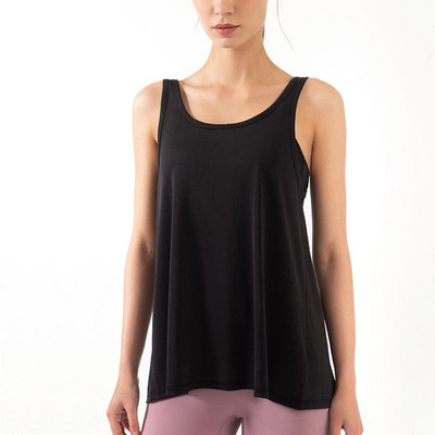 Crop Top Sieviešu vasaras bezpiedurknēm O-veida kakla cieta sporta veste, skriešanas fitnesa brīva blūze, doba skaistuma mugura, elpojošs jogas apģērbs