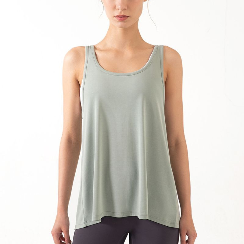 Crop Top Sieviešu vasaras bezpiedurknēm O-veida kakla cieta sporta veste, skriešanas fitnesa brīva blūze, doba skaistuma mugura, elpojošs jogas apģērbs