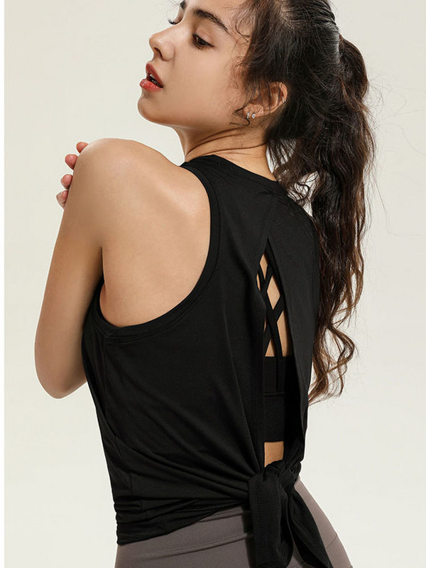 Moteriška sportinė liemenė be rankovių sportinė liemenė su šakute gražia nugara Greitai džiūstanti bėgimo fitneso viršūnė jogos marškinėliai Palaidinė vasara