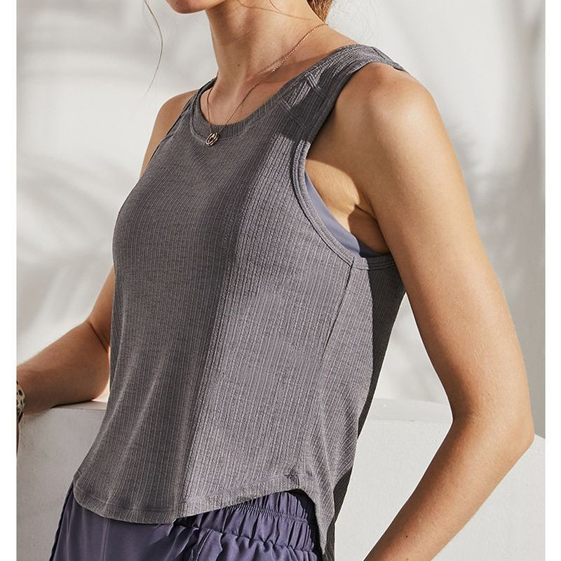 Sieviešu fitnesa veste vasaras apaļa kakla d apakšmala Ātri žūstošs elpojošs bez piedurknēm sporta apģērbs novājēšanai skriešanas jogas sporta zālē