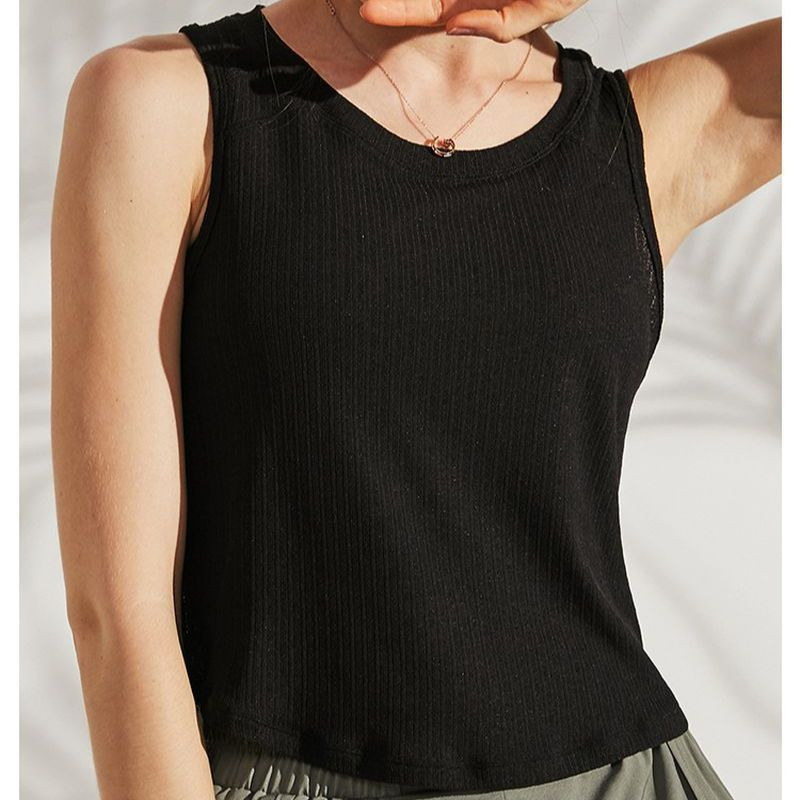 Sieviešu fitnesa veste vasaras apaļa kakla d apakšmala Ātri žūstošs elpojošs bez piedurknēm sporta apģērbs novājēšanai skriešanas jogas sporta zālē