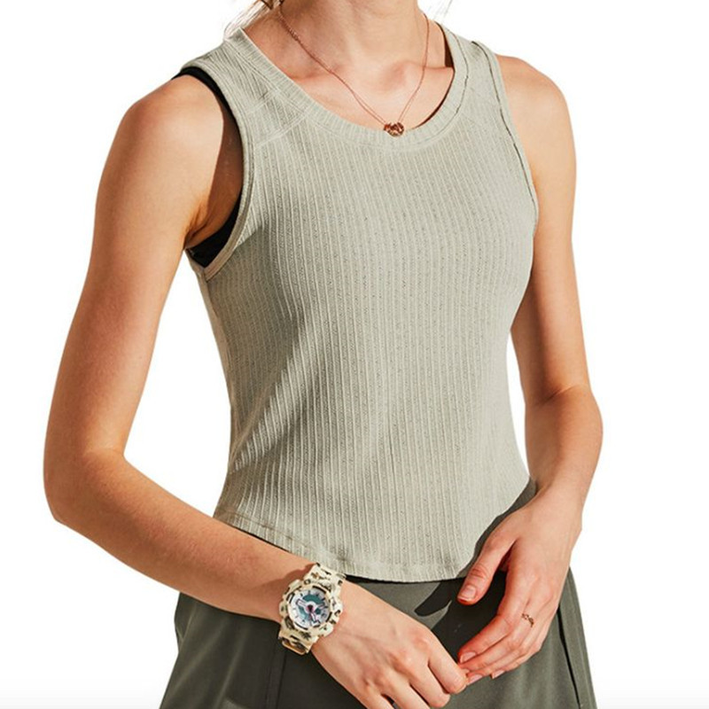 Sieviešu fitnesa veste vasaras apaļa kakla d apakšmala Ātri žūstošs elpojošs bez piedurknēm sporta apģērbs novājēšanai skriešanas jogas sporta zālē