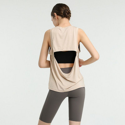 Sieviešu sporta veste Skaista mugura bez piedurknēm treniņu apģērbi vasaras brīvi skriešanas jogas krekls elpojošs ātri nožūst ērts tops