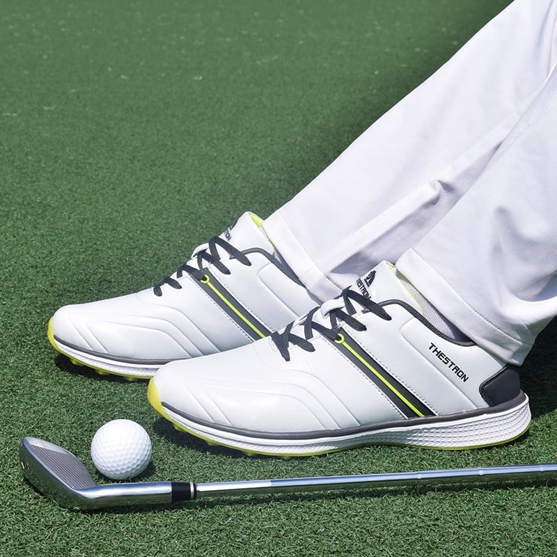 Eredeti golfcipők vízálló bőr sportcipők nagy méretű 47 férfi golf edzőcipők fű sétacipők szegecsek edzés