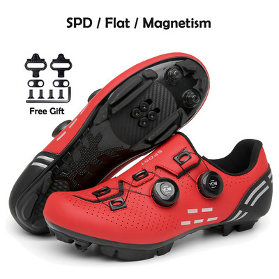 2023-as kerékpáros tornacipő Mtb kapcsokkal Férfi Carbon Sport Gyorsasági Bicikli Cipők Női Hegyi Verseny Lapos SPD Országúti Kerékpáros Lábbeli