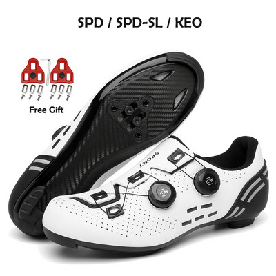 2023-as kerékpáros tornacipő Mtb kapcsokkal Férfi Carbon Sport Gyorsasági Bicikli Cipők Női Hegyi Verseny Lapos SPD Országúti Kerékpáros Lábbeli