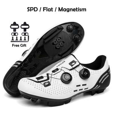 2023-as kerékpáros tornacipő Mtb kapcsokkal Férfi Carbon Sport Gyorsasági Bicikli Cipők Női Hegyi Verseny Lapos SPD Országúti Kerékpáros Lábbeli