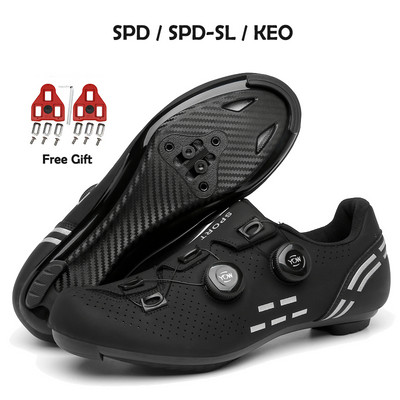 2023-as kerékpáros tornacipő Mtb kapcsokkal Férfi Carbon Sport Gyorsasági Bicikli Cipők Női Hegyi Verseny Lapos SPD Országúti Kerékpáros Lábbeli