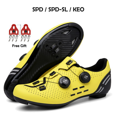 2023-as kerékpáros tornacipő Mtb kapcsokkal Férfi Carbon Sport Gyorsasági Bicikli Cipők Női Hegyi Verseny Lapos SPD Országúti Kerékpáros Lábbeli