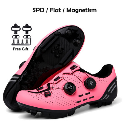 2023-as kerékpáros tornacipő Mtb kapcsokkal Férfi Carbon Sport Gyorsasági Bicikli Cipők Női Hegyi Verseny Lapos SPD Országúti Kerékpáros Lábbeli