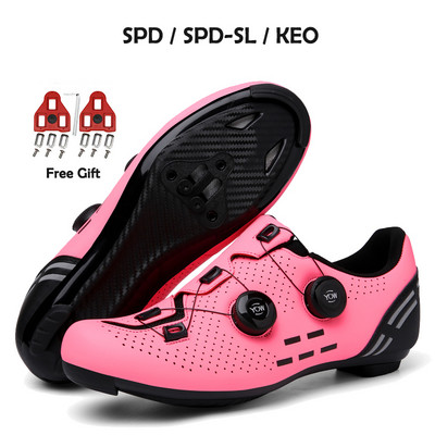 2023-as kerékpáros tornacipő Mtb kapcsokkal Férfi Carbon Sport Gyorsasági Bicikli Cipők Női Hegyi Verseny Lapos SPD Országúti Kerékpáros Lábbeli