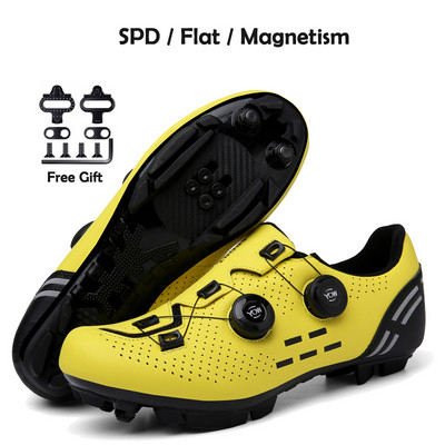 2023-as kerékpáros tornacipő Mtb kapcsokkal Férfi Carbon Sport Gyorsasági Bicikli Cipők Női Hegyi Verseny Lapos SPD Országúti Kerékpáros Lábbeli