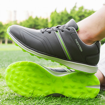 Водоустойчиви обувки за голф Мъжки професионални маратонки за голф Кожени спортни обувки за голф без шипове за мъже Маратонки за голф Трева за фитнес Ходене