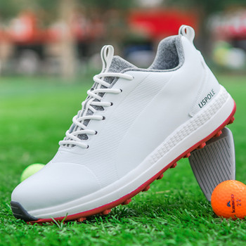 Професионални мъжки обувки за голф Усъвършенствани външни водоустойчиви противоплъзгащи се дишащи меки обувки за голф от естествена кожа плюс размер 39-47