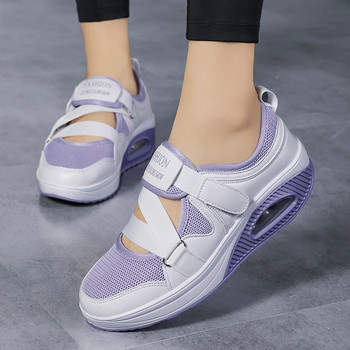 Модни дамски обувки за тенис Hook Loop Дишаща въздушна възглавница Ежедневни обувки Дамски обувки за увеличаване на височината Маратонки за разходка на открито