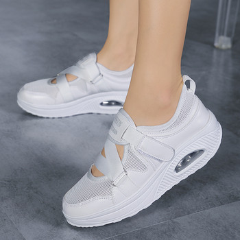Модни дамски обувки за тенис Hook Loop Дишаща въздушна възглавница Ежедневни обувки Дамски обувки за увеличаване на височината Маратонки за разходка на открито