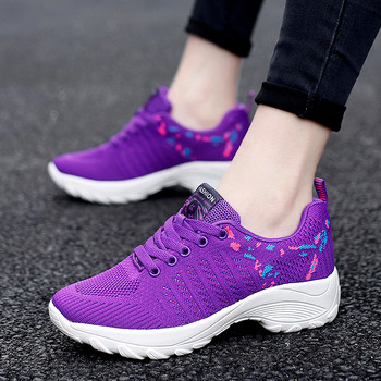 Маркови маратонки Tenis Feminino Flying Weave Дамски спортни обувки Модни обувки с дебела подметка Дамски обувки за тенис Purple Zapatos De Mujer