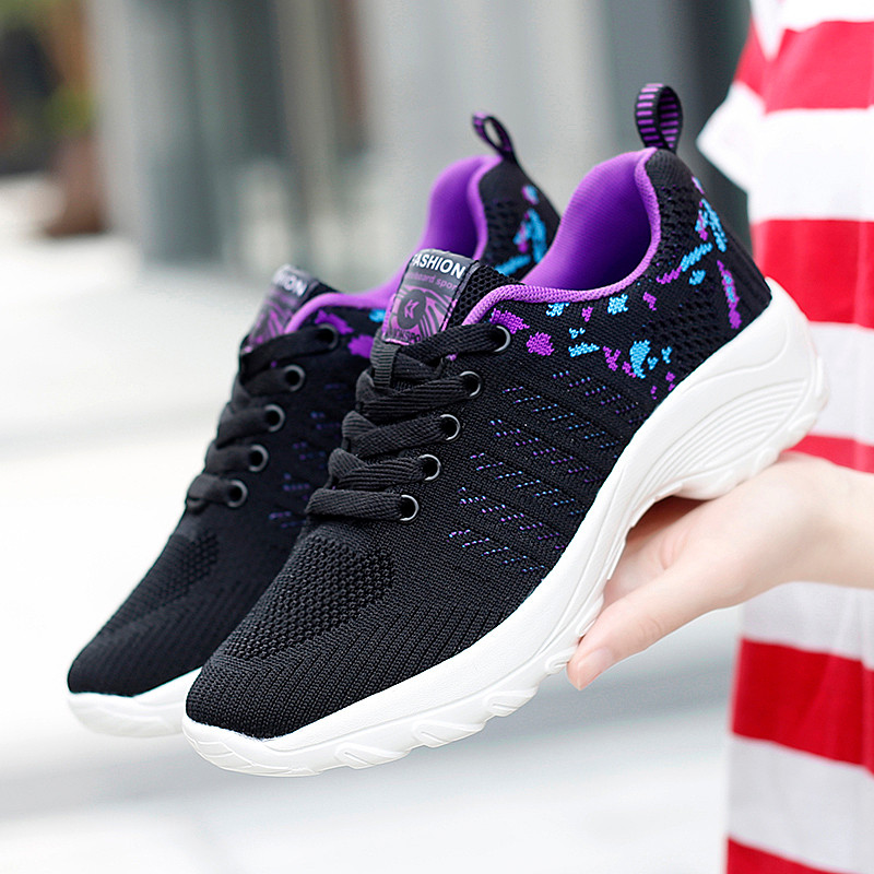 Tenis Feminino Zīmola kedas Lidojošas pinuma Sieviešu sporta apavi Modes Biezas zoles apavi Sieviešu tenisa apavi Purpursarkani Zapatos De Mujer