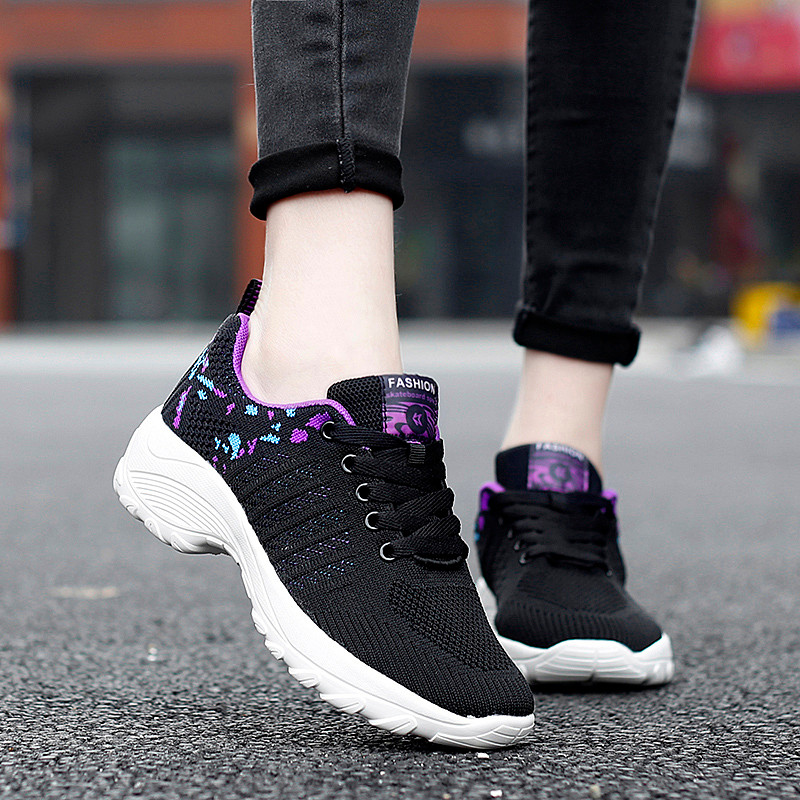 Tenis Feminino Zīmola kedas Lidojošas pinuma Sieviešu sporta apavi Modes Biezas zoles apavi Sieviešu tenisa apavi Purpursarkani Zapatos De Mujer