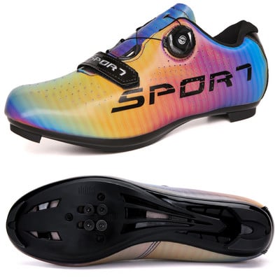 Catarame BOA colorate, unisex, cu talpă SPD, pantofi de ciclism cu autoblocare, pantofi pentru ciclism rutier, pantofi de antrenament pentru bicicletă, 37-47